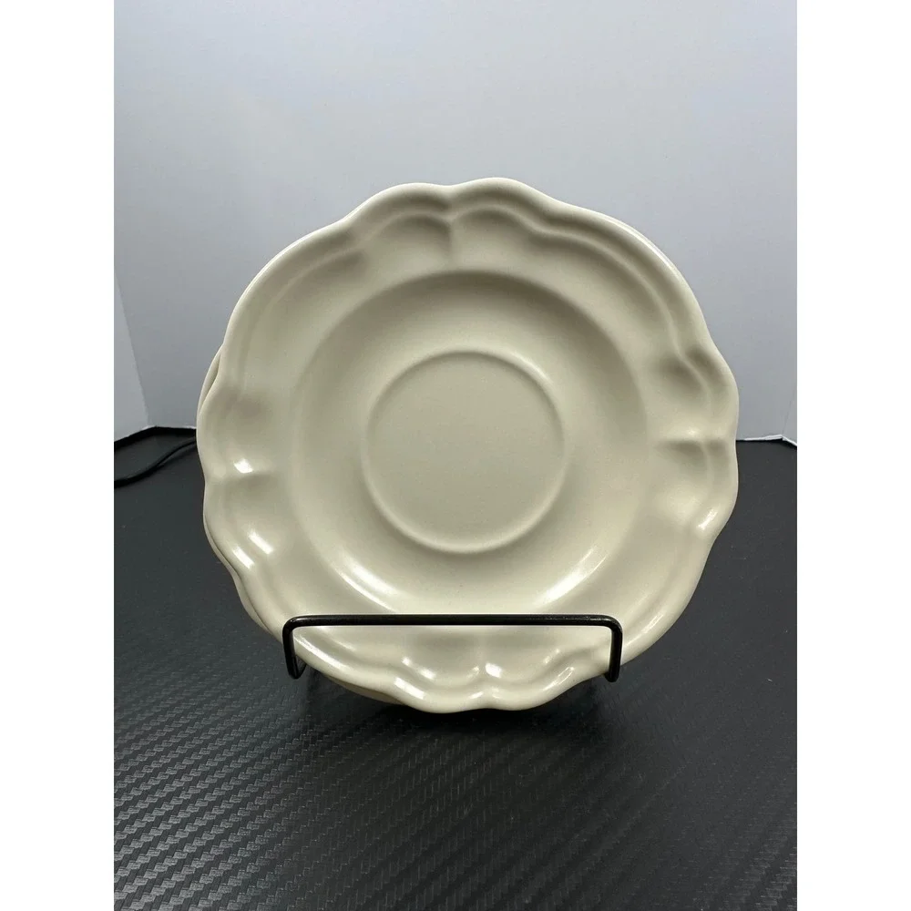 VINTAGE Pfaltzgraff Desert Rose Saucer Cream Scalloped‎ Rim Made USA SET OF 2